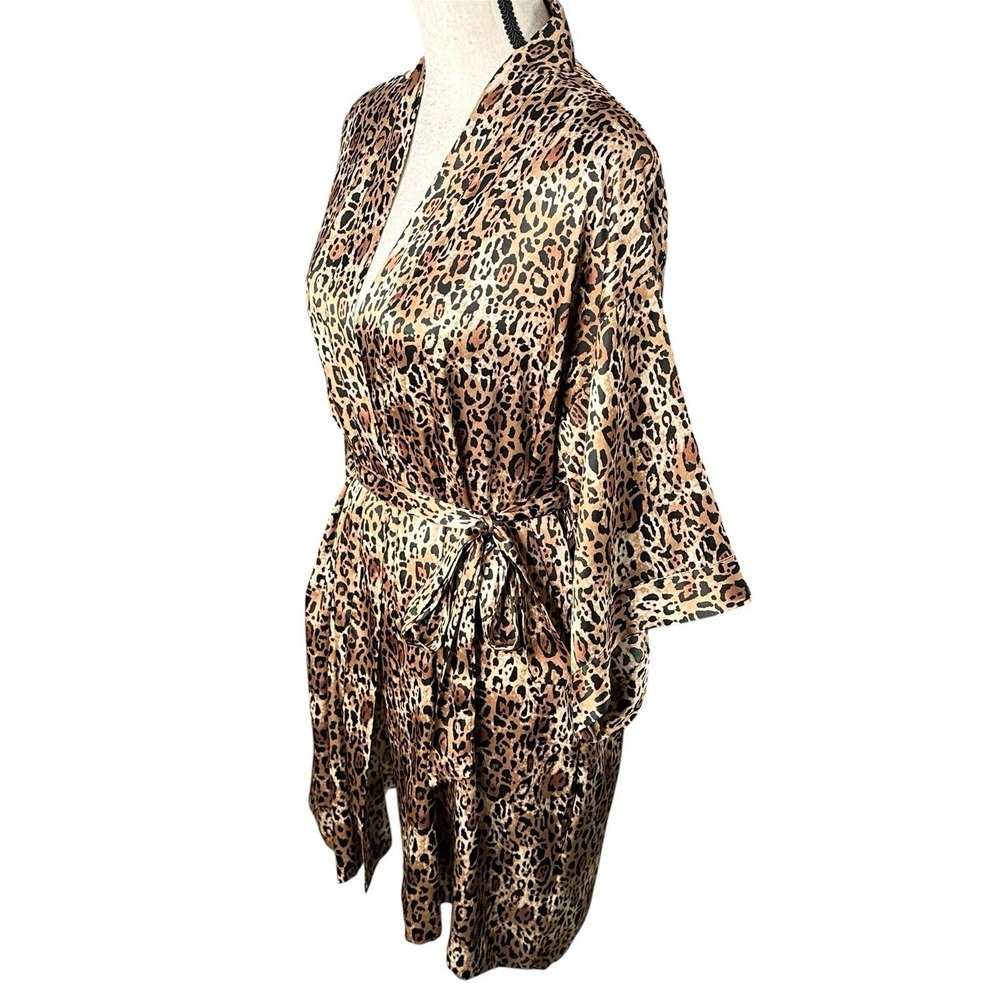 VICTORIA'S SECRET CHEETAH jungle robe sexy short gown smoking lounge Cost M - Picture 3 of 9